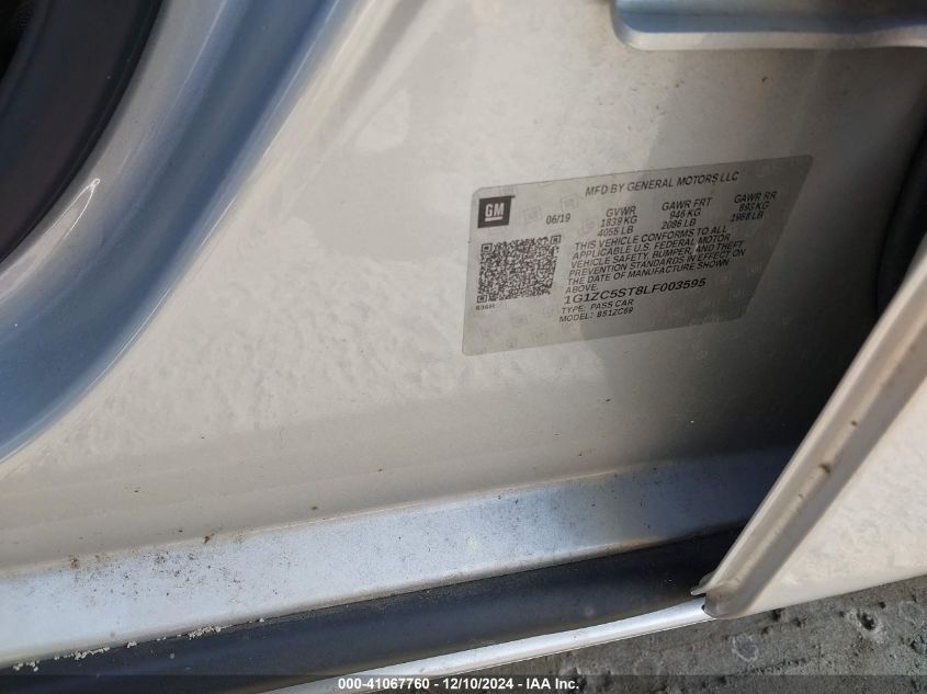 2020 Chevrolet Malibu Fwd 1Fl VIN: 1G1ZC5ST8LF003595 Lot: 41067760
