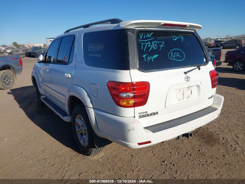 2003 Toyota Sequoia Limited V8 VIN: 5TDZT38A73S173187 Lot: 41068039