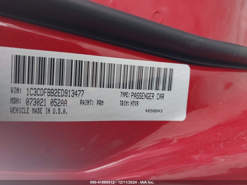 2014 DODGE DART VIN: 1C3CDFBB2ED913477