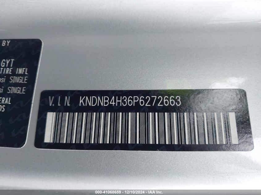 2023 Kia Carnival Mpv Lx Seat Package VIN: KNDNB4H36P6272663 Lot: 41068659