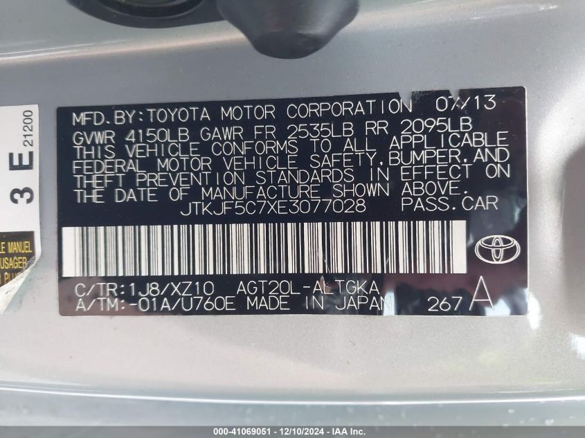 VIN JTKJF5C7XE3077028 2014 Scion TC, 10 Series no.9