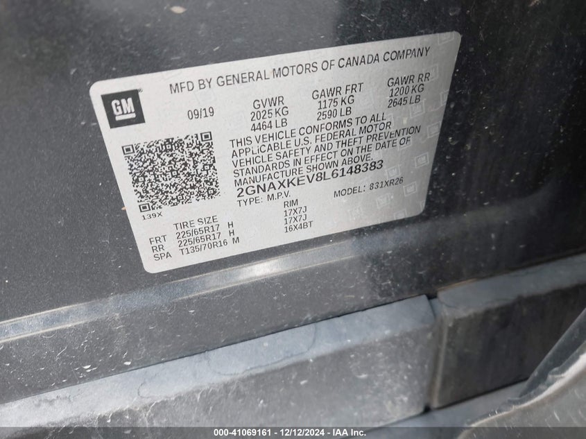 2020 CHEVROLET EQUINOX FWD LT 1.5L TURBO - 2GNAXKEV8L6148383