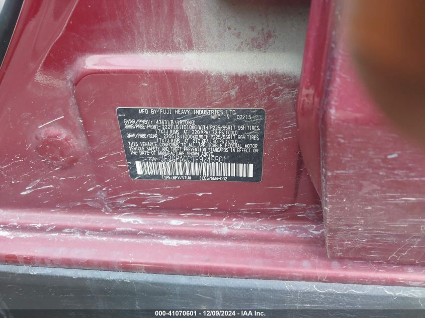 2015 SUBARU XV CROSSTREK 2.0I PREMIUM - JF2GPACC1F9245501