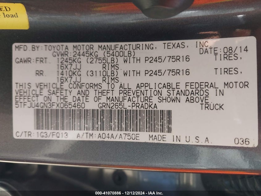 2015 TOYOTA TACOMA PRERUNNER V6 - 5TFJU4GN3FX065460