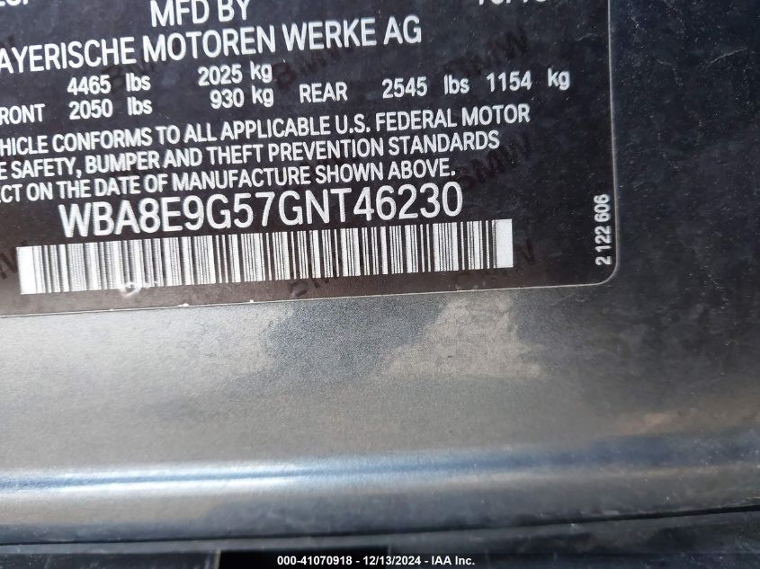 VIN WBA8E9G57GNT46230 2016 BMW 3 Series, 328I no.9