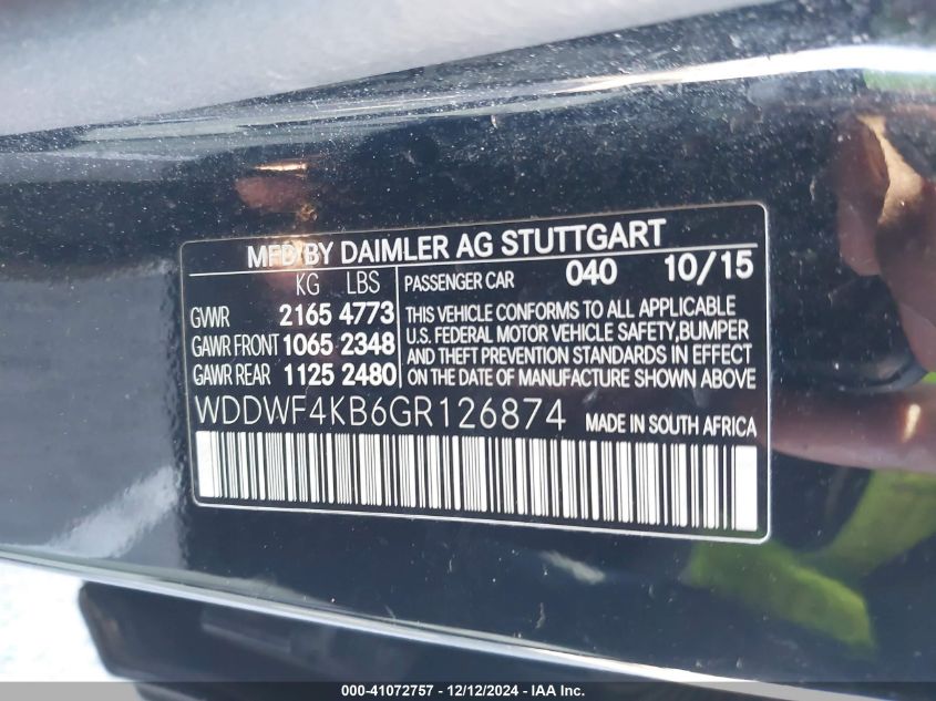 VIN WDDWF4KB6GR126874 2016 Mercedes-Benz C 300, 4Ma... no.9