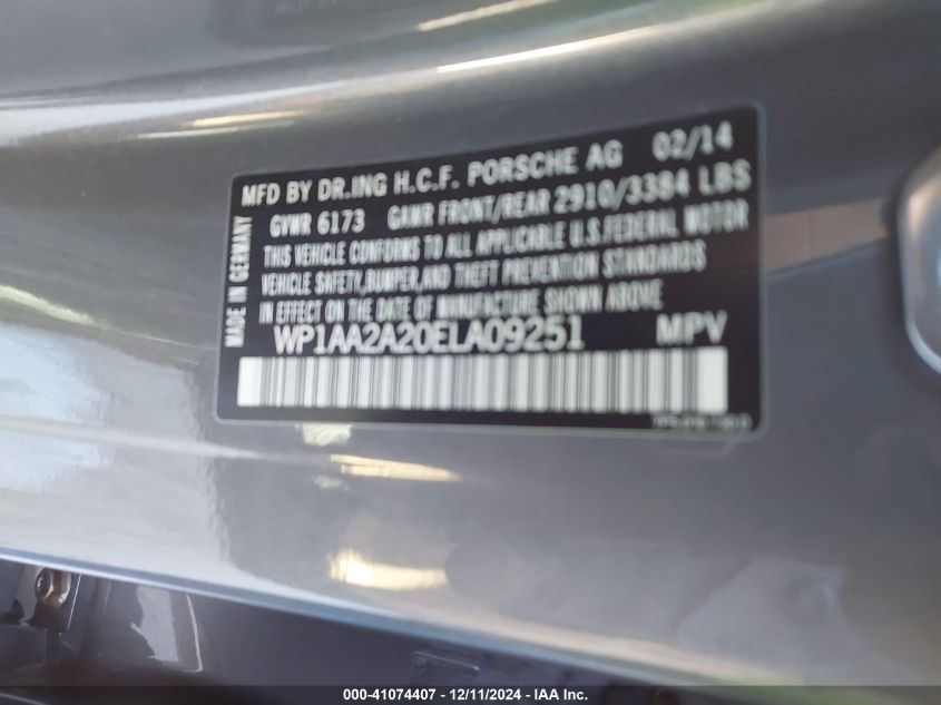 VIN WP1AA2A20ELA09251 2014 PORSCHE CAYENNE no.9