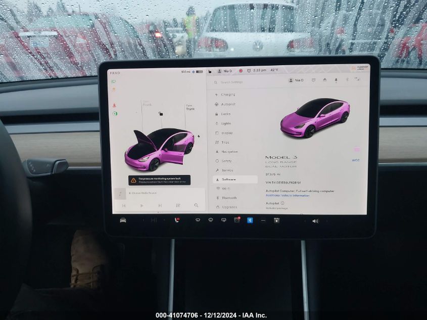 2020 Tesla Model 3 Long Range Dual Motor All-Wheel Drive VIN: 5YJ3E1EB9LF628191 Lot: 41074706