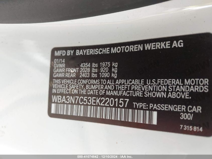 VIN WBA3N7C53EK220157 2014 BMW 4 Series, 428I no.9