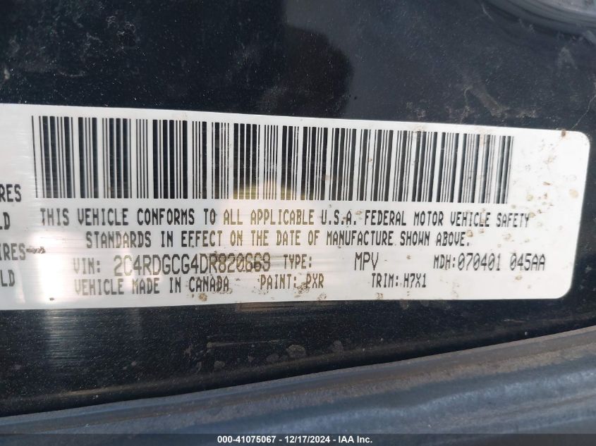 VIN 2C4RDGCG4DR820669 2013 Dodge Grand Caravan, Sxt no.9