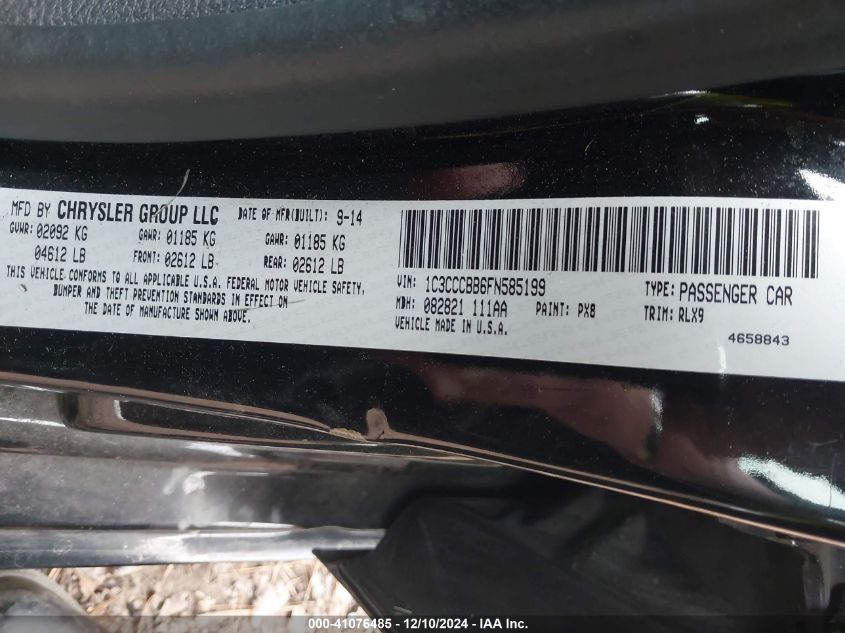 VIN 1C3CCCBB6FN585199 2015 CHRYSLER 200 no.9