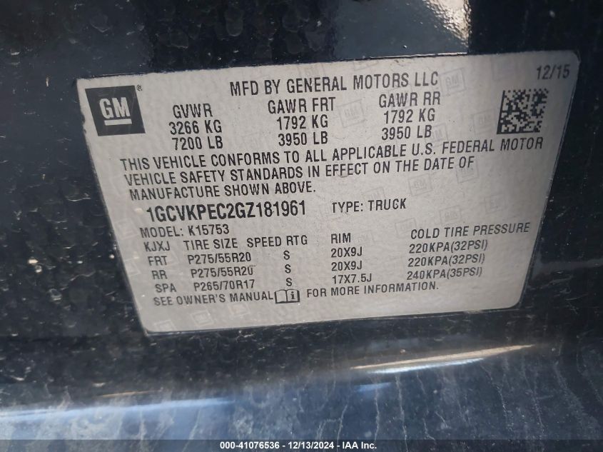 VIN 1GCVKPEC2GZ181961 2016 Chevrolet Silverado 1500... no.9