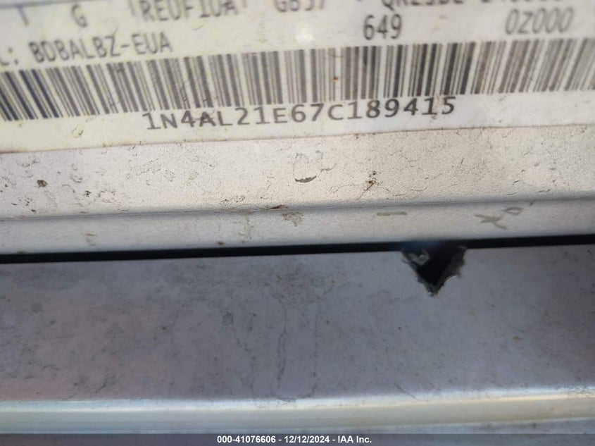 2007 NISSAN ALTIMA VIN: 1N4AL21E67C189415