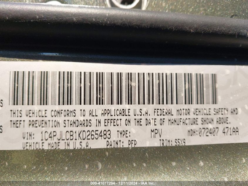 VIN 1C4PJLCB1KD265483 2019 Jeep Cherokee, Latitude no.9