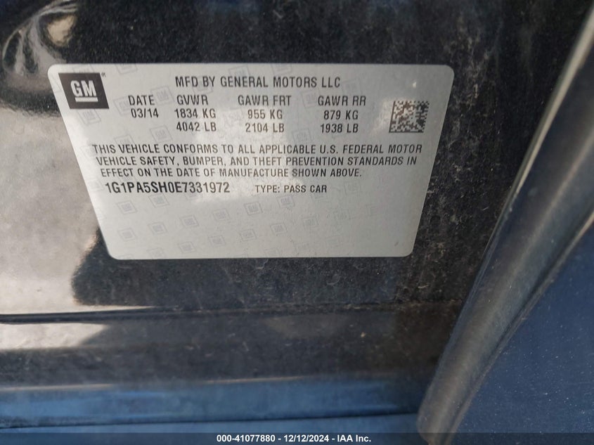 2014 CHEVROLET CRUZE LS AUTO - 1G1PA5SH0E7331972