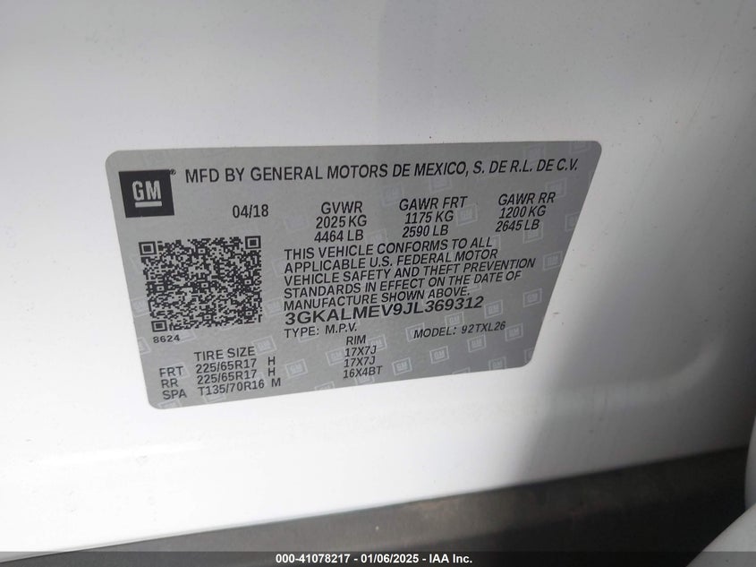 2018 GMC TERRAIN SLE - 3GKALMEV9JL369312