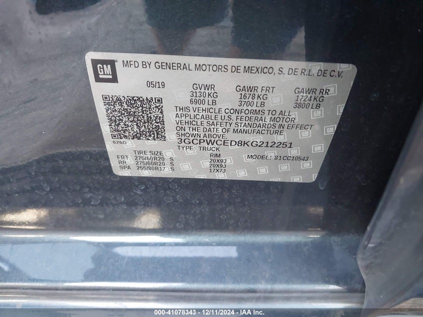 2019 CHEVROLET SILVERADO 1500 LT - 3GCPWCED8KG212251