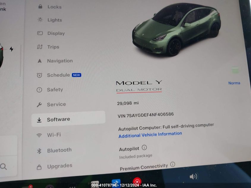 2022 Tesla Model Y Performance Dual Motor All-Wheel Drive VIN: 7SAYGDEF4NF406586 Lot: 41078796