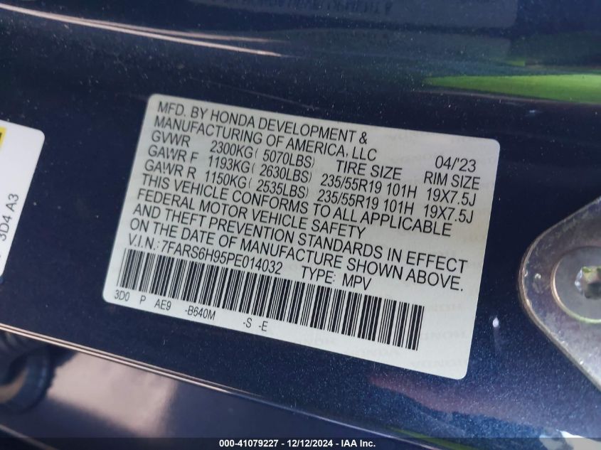 VIN 7FARS6H95PE014032 2023 HONDA CR-V no.9