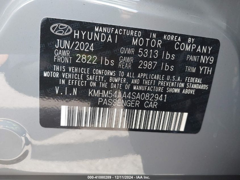 2025 Hyundai Ioniq 6 Limited VIN: KMHM54AA4SA082941 Lot: 41080289