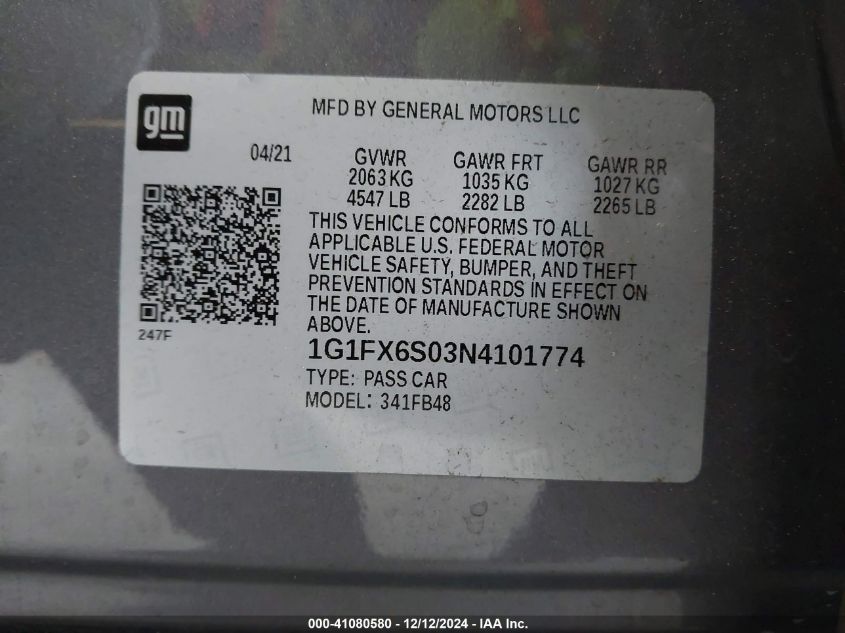 VIN 1G1FX6S03N4101774 2022 Chevrolet Bolt, Ev Fwd 2Lt no.9