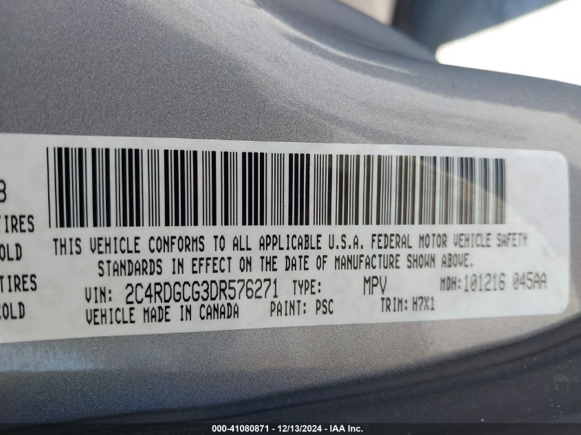 VIN 2C4RDGCG3DR576271 2013 Dodge Grand Caravan, Sxt no.9