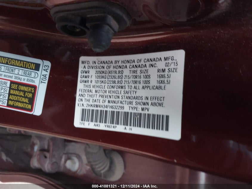 2015 HONDA CR-V LX - 2HKRM4H34FH632299