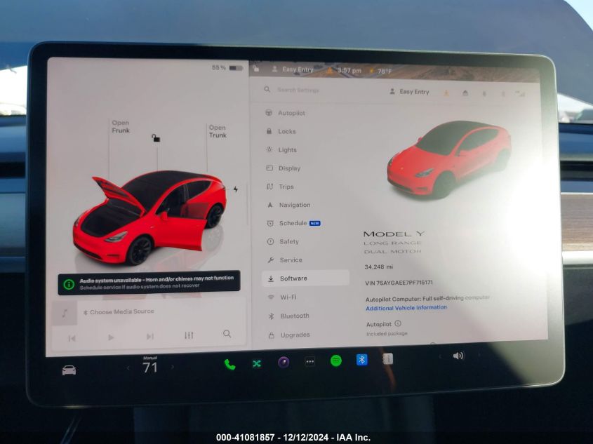 2023 Tesla Model Y Awd/Long Range Dual Motor All-Wheel Drive VIN: 7SAYGAEE7PF715171 Lot: 41081857