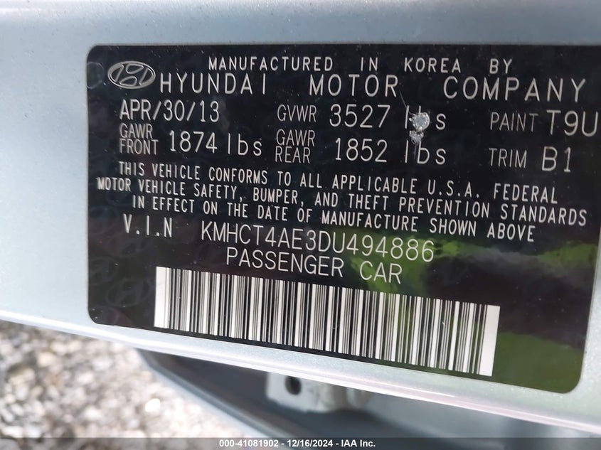 2013 HYUNDAI ACCENT GLS - KMHCT4AE3DU494886