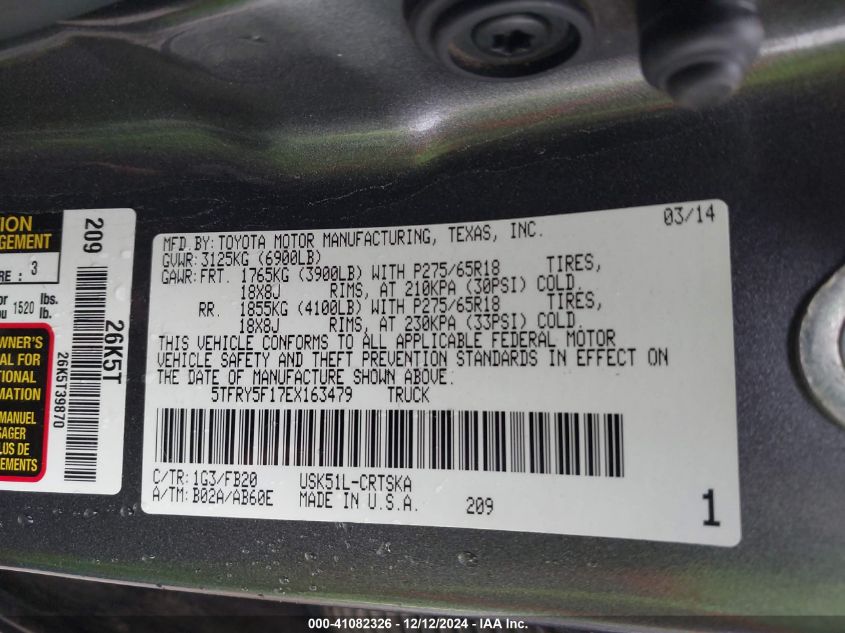 VIN 5TFRY5F17EX163479 2014 TOYOTA TUNDRA no.9