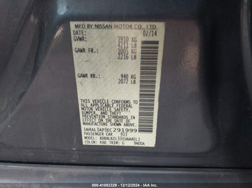 VIN 1N4AL3AP3EC291999 2014 NISSAN ALTIMA no.9