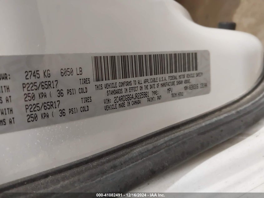 2018 DODGE GRAND CARAVAN SE - 2C4RDGBG4JR225981