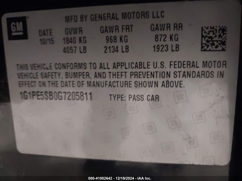 VIN 1G1PE5SB0G7205811 2016 Chevrolet Cruze, Limited... no.9