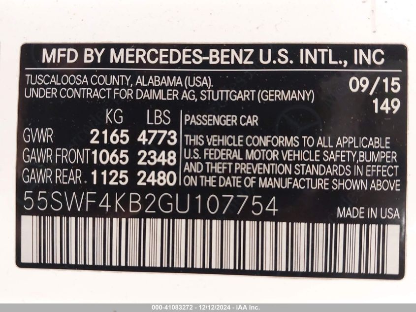 VIN 55SWF4KB2GU107754 2016 MERCEDES-BENZ C 300 no.9