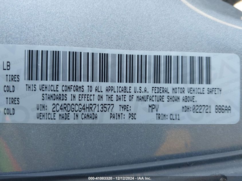 2017 DODGE GRAND CARAVAN SXT - 2C4RDGCG4HR713577