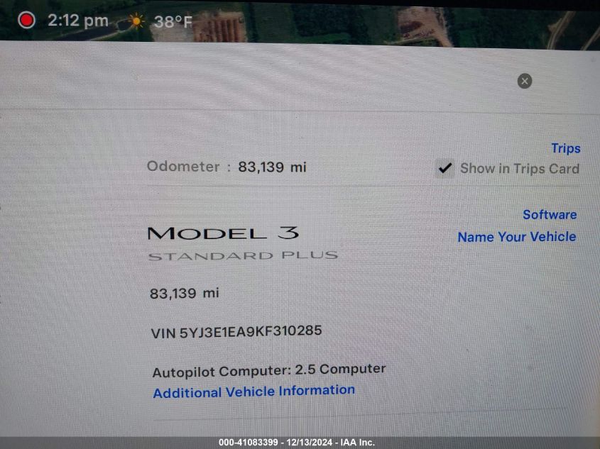 2019 Tesla Model 3 Long Range/Mid Range/Standard Range/Standard Range Plus VIN: 5YJ3E1EA9KF310285 Lot: 41083399