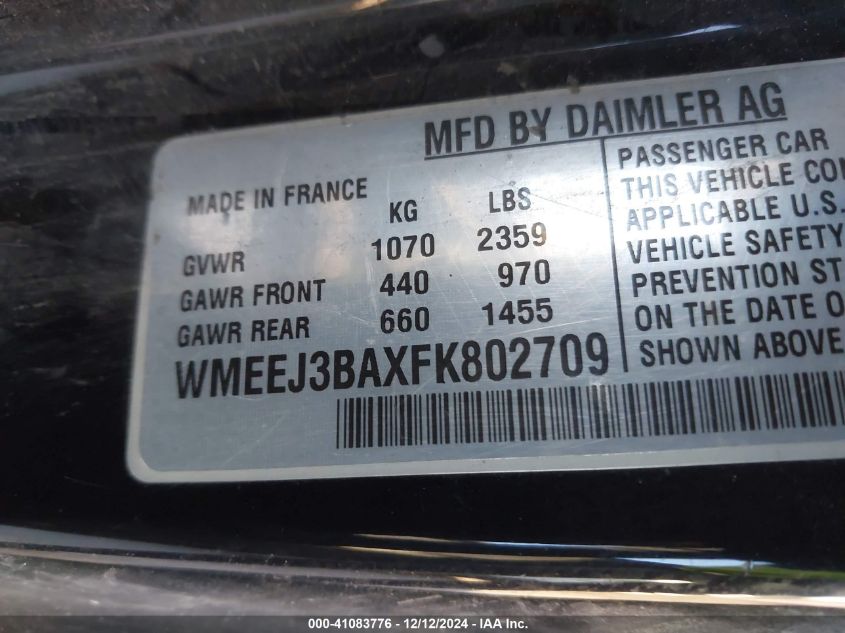 VIN WMEEJ3BAXFK802709 2015 Smart Fortwo, Passion/Pure no.9