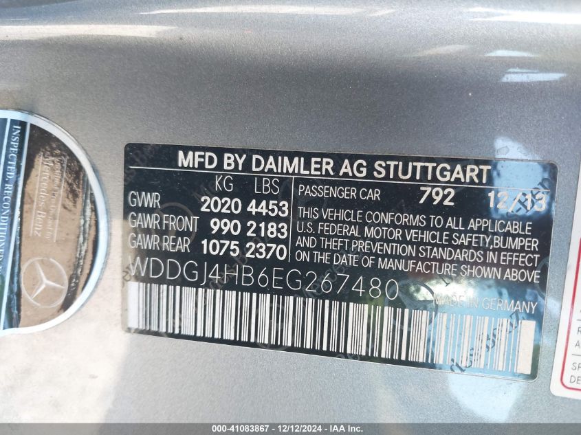 VIN WDDGJ4HB6EG267480 2014 MERCEDES-BENZ C 250 no.9