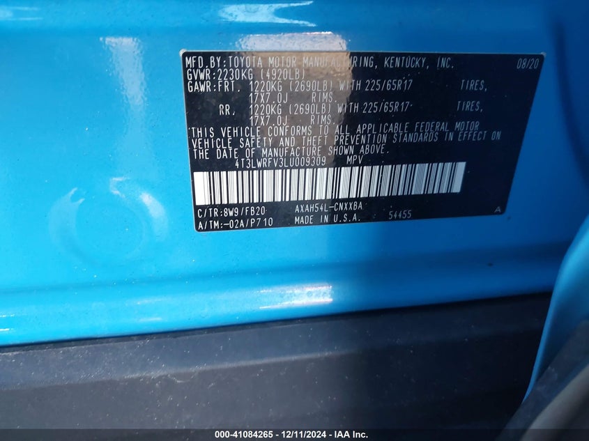 2020 TOYOTA RAV4 HYBRID LE - 4T3LWRFV3LU009309