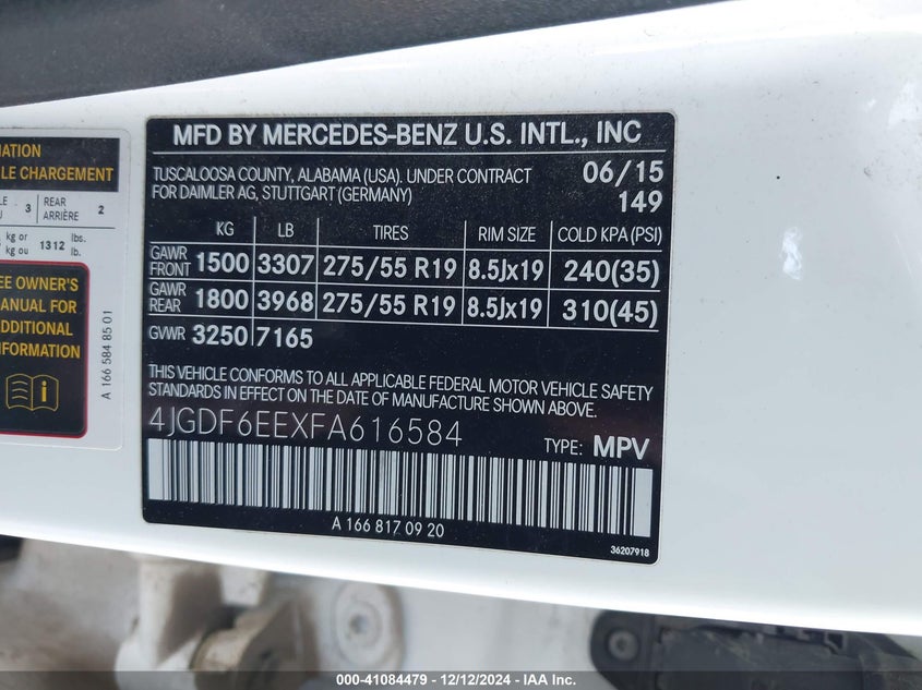 2015 MERCEDES-BENZ GL 450 4MATIC - 4JGDF6EEXFA616584