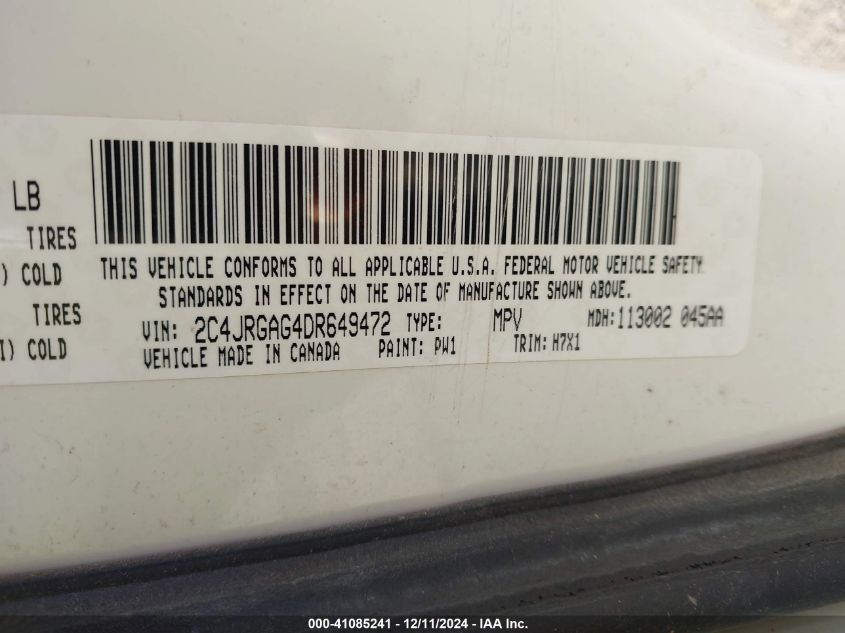 VIN 2C4JRGAG4DR649472 2013 RAM Cargo, Tradesman no.9