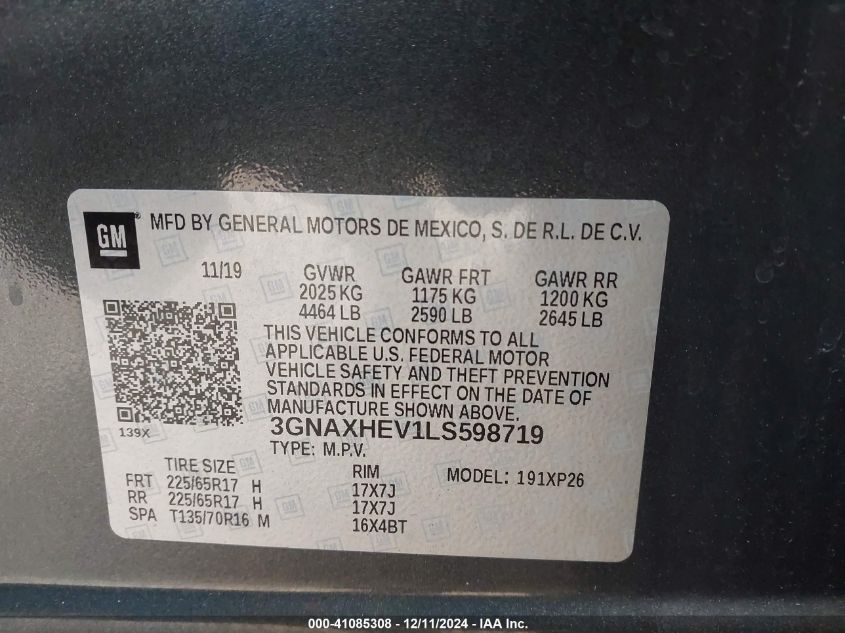 2020 CHEVROLET EQUINOX FWD LS - 3GNAXHEV1LS598719