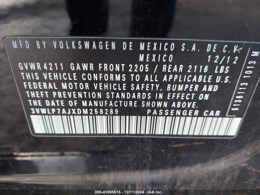 2013 VOLKSWAGEN JETTA 2.5L SEL - 3VWLP7AJXDM258289