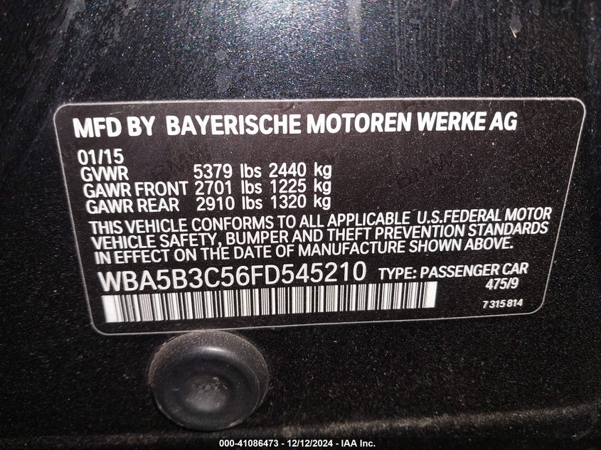 2015 BMW 535I XDRIVE - WBA5B3C56FD545210