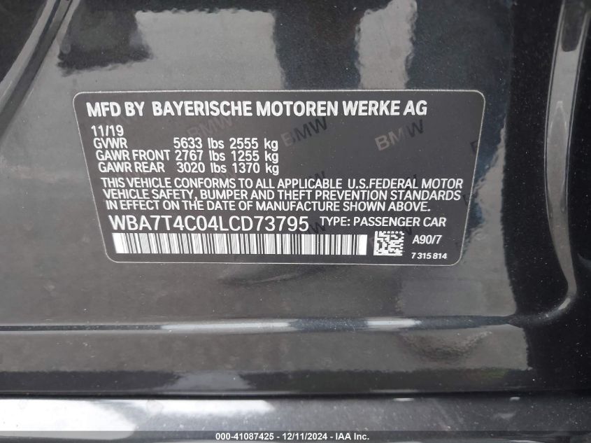 VIN WBA7T4C04LCD73795 2020 BMW 740I no.9