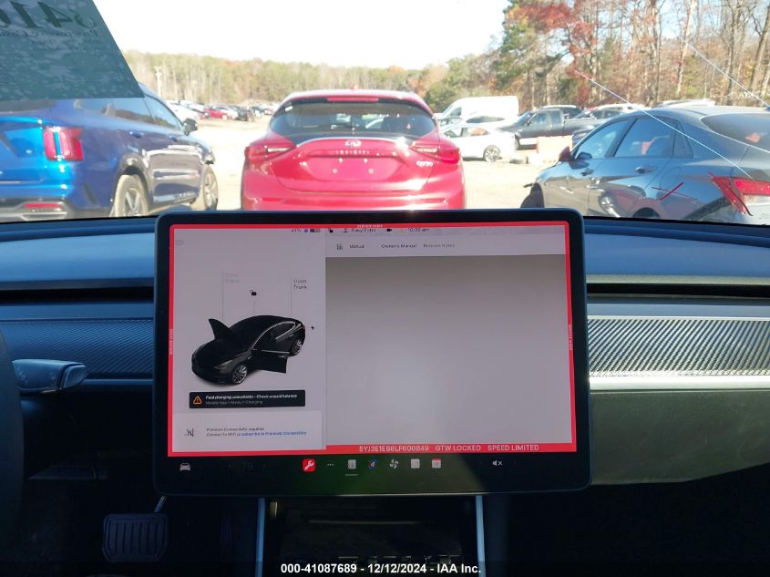 2020 Tesla Model 3 Long Range Dual Motor All-Wheel Drive VIN: 5YJ3E1EB8LF600849 Lot: 41087689