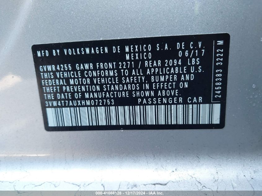 2017 VOLKSWAGEN GOLF GTI AUTOBAHN 4-DOOR/S 4-DOOR/SE 4-DOOR/SPORT 4-DOOR - 3VW4T7AUXHM072753