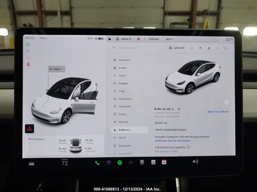 2021 Tesla Model Y Long Range Dual Motor All-Wheel Drive VIN: 5YJYGDEE9MF108540 Lot: 41088513