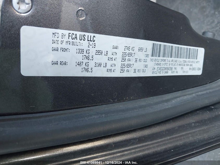 2019 DODGE GRAND CARAVAN SXT - 2C4RDGCGXKR642389