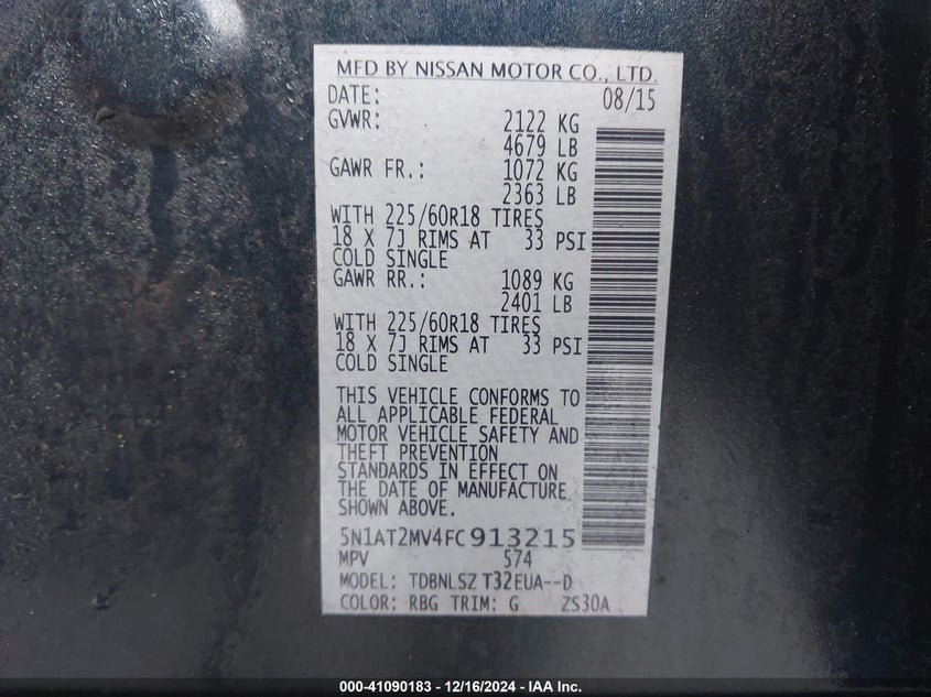 2015 NISSAN ROGUE SL - 5N1AT2MV4FC913215